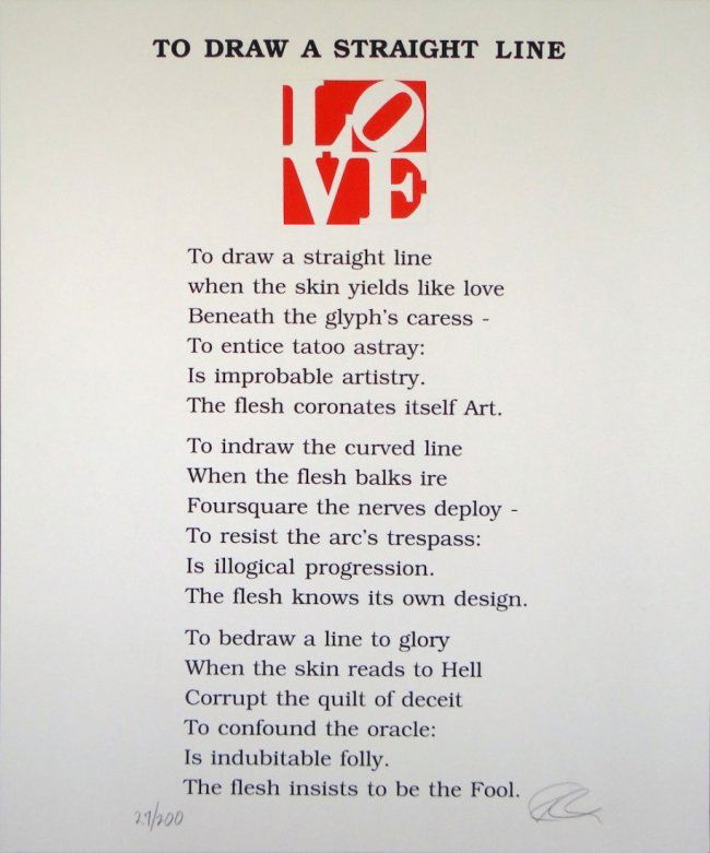 Robert Indiana "To Draw a Straight Line" (1 of 1)