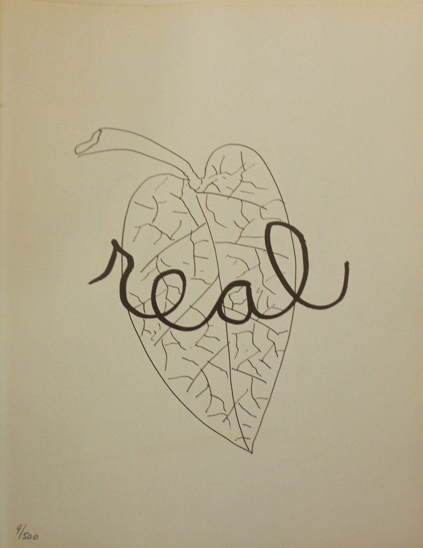 Man Ray "Real": Artist: Man Ray Title: Real Suite: Alphabet for Adults Year: 1970 Medium: Lithograph on paper Edition: From the limited edition of 500 Size: 15 1/2" x 12" COA provided. Guaranteed au
