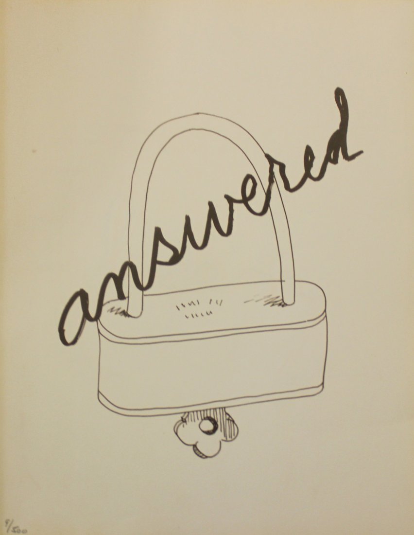 Man Ray "Answered": Artist: Man Ray Title: Answered Suite: Alphabet for Adults Year: 1970 Medium: Lithograph on paper Edition: From the limited edition of 500 Size: 15 1/2" x 12" COA provided. Guarantee