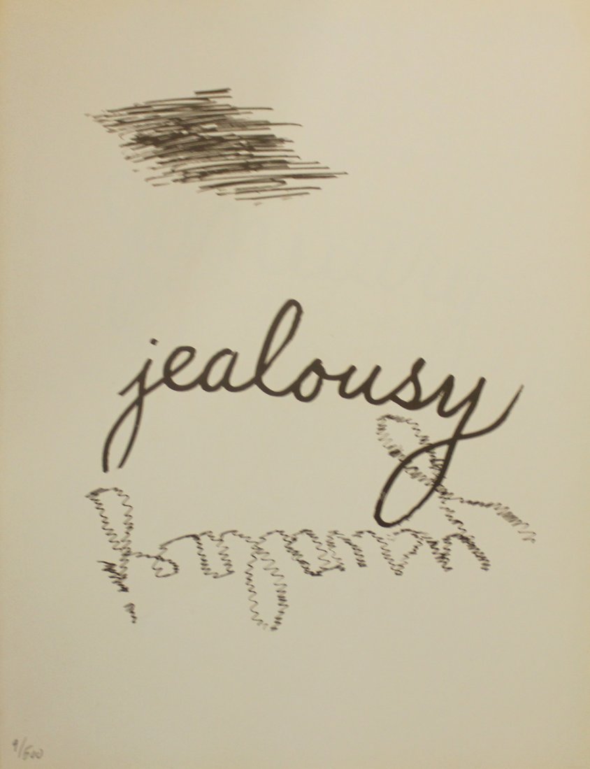 Man Ray "Jealousy": Artist: Man Ray Title: Jealousy Suite: Alphabet for Adults Year: 1970 Medium: Lithograph on paper Edition: From the limited edition of 500 Size: 15 1/2" x 12" COA provided. Guarantee