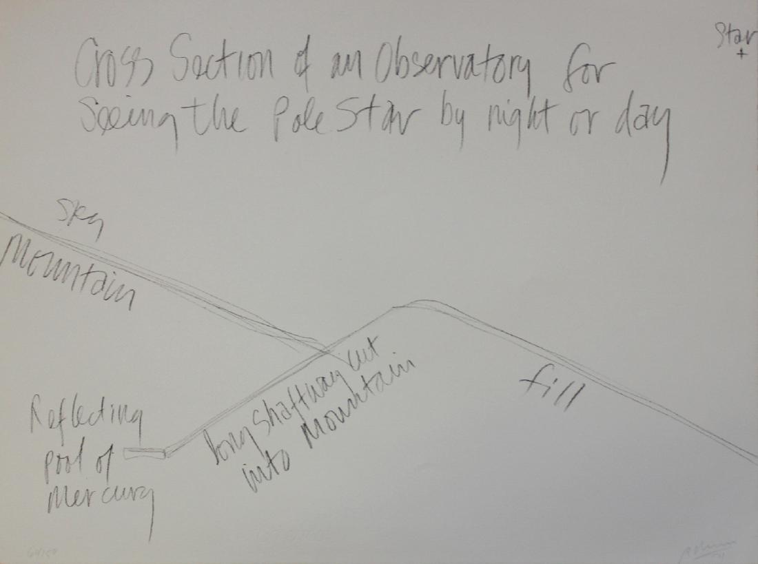 Robert Morris "Cross Section of an Observatory for: Artist: Robert Morris Title: Cross Section of an Observatory for seeing the Pole Star by Night or Day Year: 1971 Medium: Original lithograph on paper Edition: From the rare limited edition of 150 Size