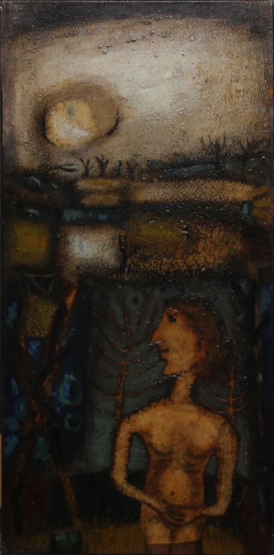 Original Oil by James Coignard "Nude in Landscape": Artist: James Coignard Title: Nude in Landscape Medium: Original oil on canvas Size: 24" x 12" Notation: Inscribed #2 on verso COA provided. Guaranteed authentic.