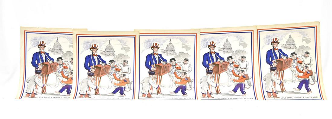 5 Rare Vintage Uncle Sam and Monkey Posters J.H. King (1 of 1)
