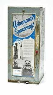 Mid Century Astronauts and Spacecraft Coin Operated: Offered Without Reserve - There is NO ESTIMATE on this item. - Vintage Original Mid Century Astronauts and Spacecraft Coin Operated Astronauts Cards Dispenser. Super neat display piece. Hard to find.