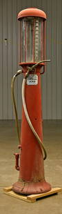 Wayne Visible Gas Pump: Offered Without Reserve - There is NO ESTIMATE on this item. - Vintage Original Wayne Gas Pump. Solid. Older repaint. Glass cylinder. Has wear and some denting. Displays well. - LOCAL PICK UP ONLY