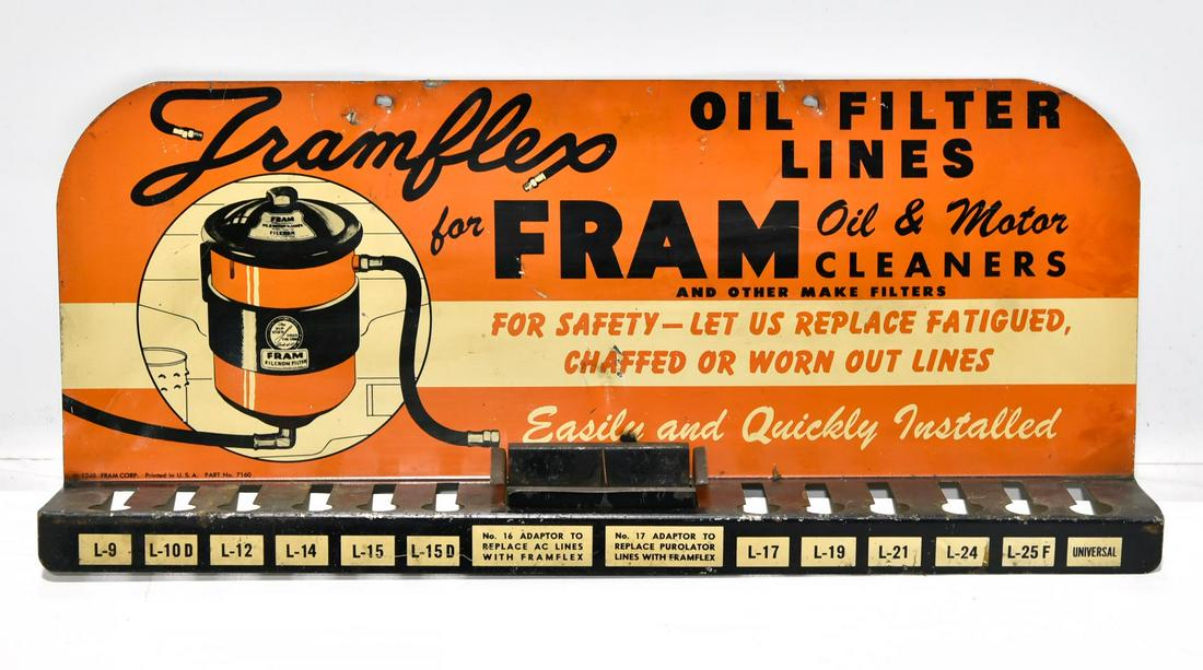 1949 Framless for Fram Oil Filter Lines Display Sign (1 of 3)