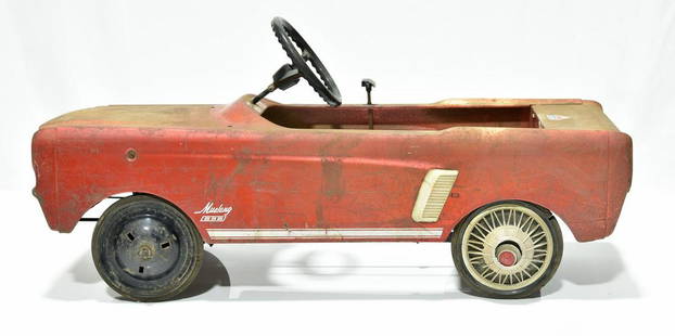 1964-1965 Ford Mustang Pedal Car: Offered Without Reserve - There is NO ESTIMATE on this item. - Vintage Original 1964-1965 Ford Mustang Child's Metal Pedal Car Junior Steel Pony Car. Good restoration candidate or will clean up.