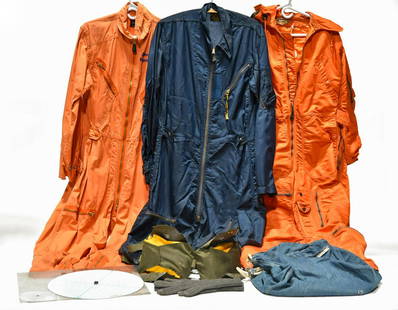 Lot of Cold War U.S. Military Flight Suits, Navigation: Offered Without Reserve - There is NO ESTIMATE on this item. - Vintage Original Cold War U.S. Military Selection of Flight Suits, Navigation Plotting Board and Denim Work Clothes