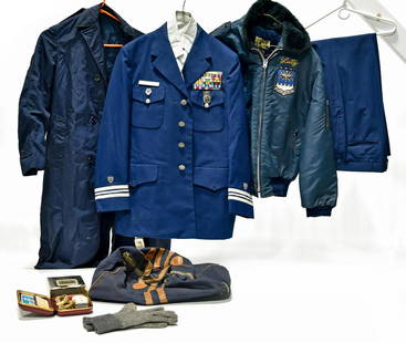 Identified Named Cold War U.S. Air Force Collection of: Offered Without Reserve - There is NO ESTIMATE on this item. - Vintage Original Identified Named Cold War U.S. Air Force Collection with Flight Jacket Service Trench Coat Jacket and Trousers with