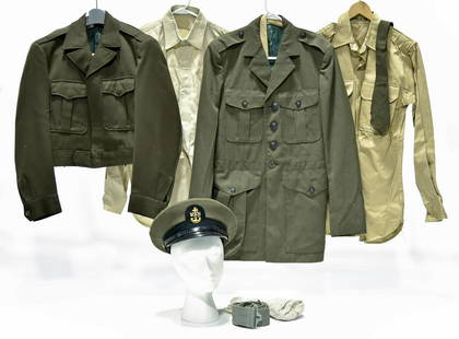 Collection Lot of WWII U.S. Navy Collection of Service: Offered Without Reserve - There is NO ESTIMATE on this item. - WWII U.S. Navy Collection of Service Jackets and Shirt with Cap