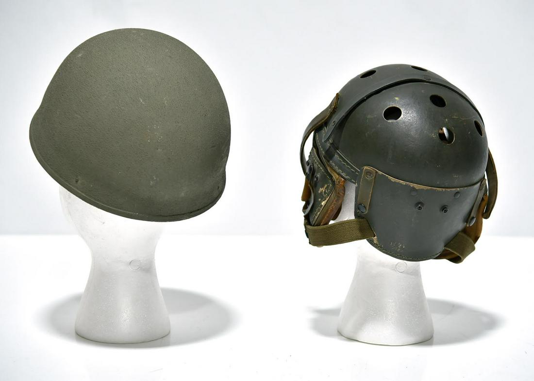 Original WWII U.S. and British Army Vehicle Helmets (1 of 4)