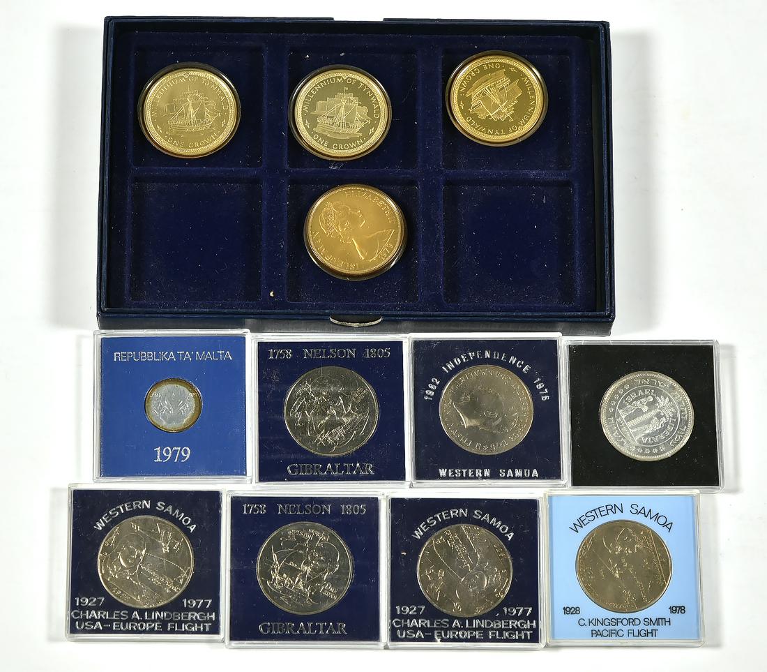 Lot of 12 Foreign Coins, Isle of Man, Samoa, Gibraltar, (1 of 2)
