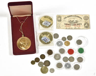 Lot of American Coins, Tokens, and Paul Harris Fellow: Lot of American Coins, Tokens, and Paul Harris Fellow Rotary Pendant with Chain - Offered Without Reserve - There is NO ESTIMATE on this item. - Lot of American Coins, Tokens, and Paul Harris Fellow R