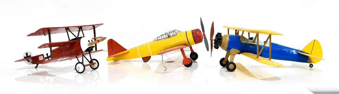 Lot of 3 Plastic and Wood Framed Aviation Model (1 of 3)