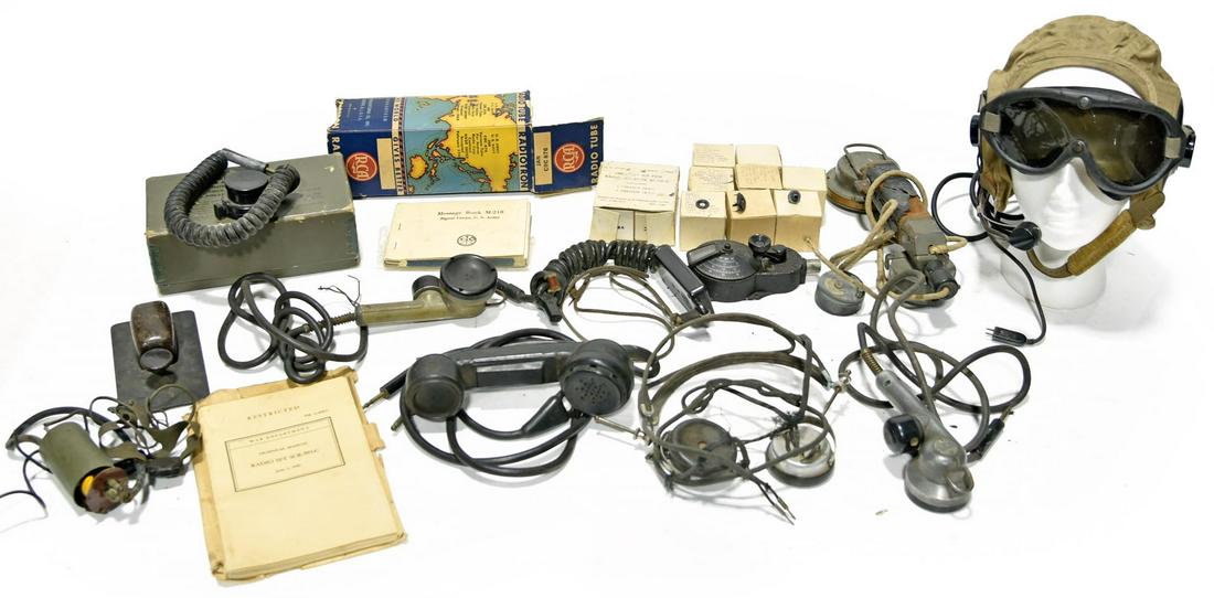 Original WWII U.S. Military Aviation Flight Helmet and (1 of 1)