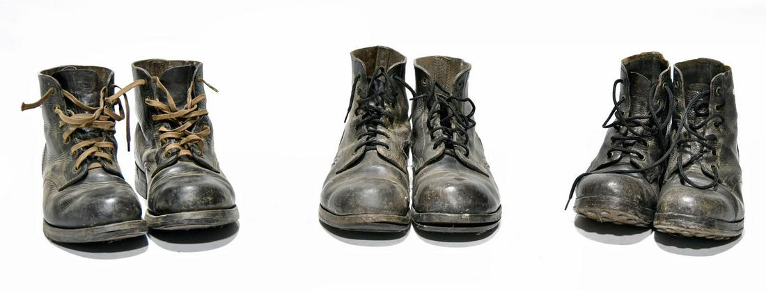 Original Military Leather Boots: Original Military Leather Boots - Offered Without Reserve - There is NO ESTIMATE on this item. - Vintage Original Military Leather Boots, Lot of Three Pair