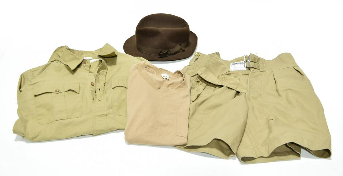 Original WWII Military Tropical Uniform: Original WWII Military Tropical Uniform - Offered Without Reserve - There is NO ESTIMATE on this item. - Vintage Original WWII Military Tropical Uniform with Shirt and Shorts, Includes Civilian Fedora