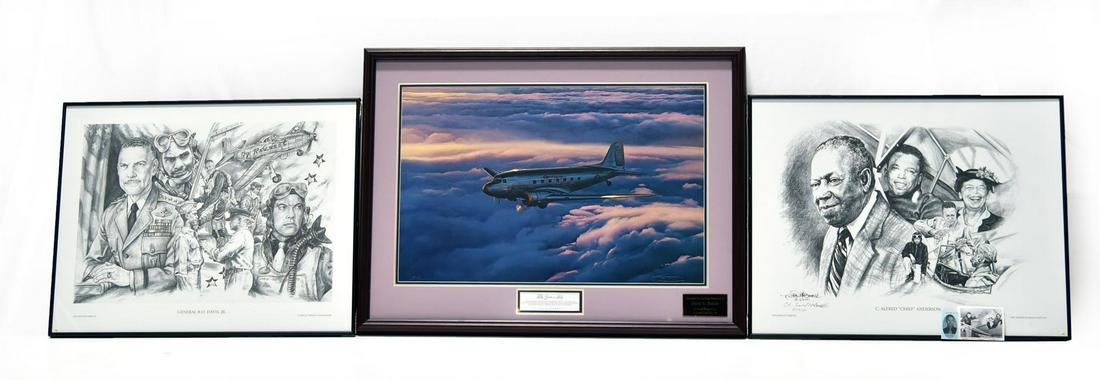 3 Framed Aviation Prints One Signed (1 of 2)