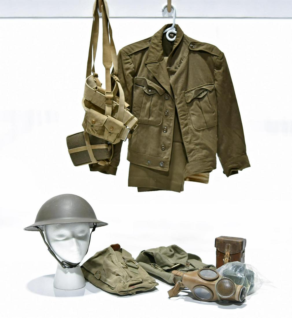 Original WWII German Helmet, British Helmet and Gas (1 of 1)