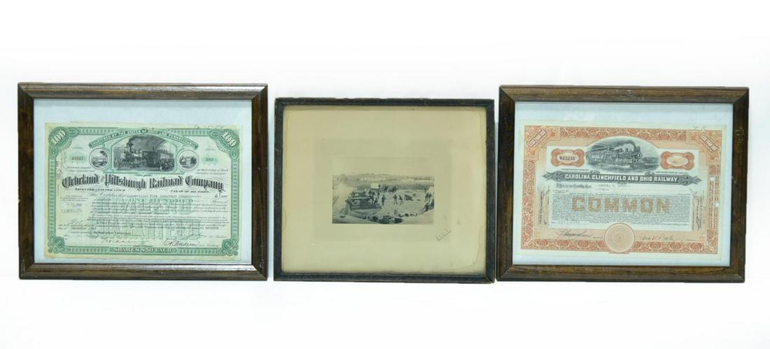 Vintage Railroad Stock Certificates and Framed War (1 of 4)