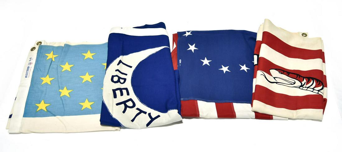 Collection of Vintage Flags: Collection of Vintage Flags - Offered Without Reserve - There is NO ESTIMATE on this item. - Collection of Vintage Flags Including a Flag of the Thirteen Colonies and a Liberated Flag Plus Two More