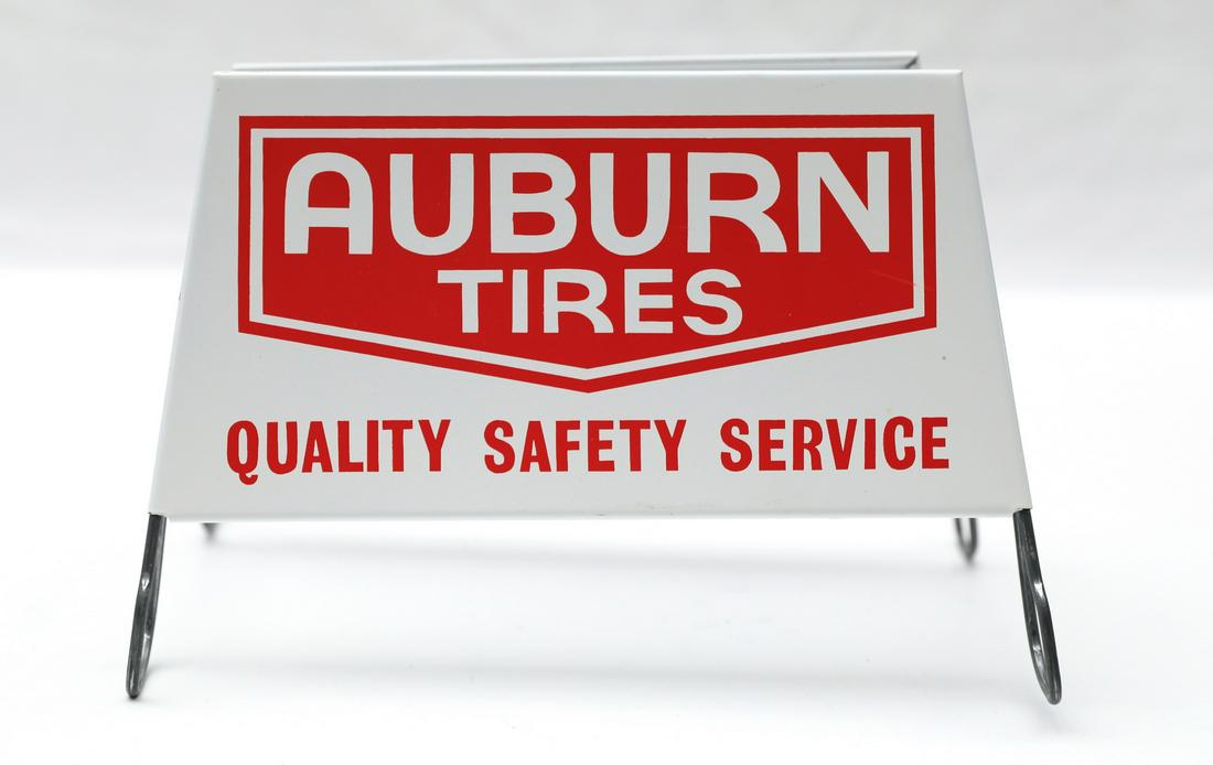 AUBURN Tires DS Tin Display Stand Sign NOS (1 of 4)