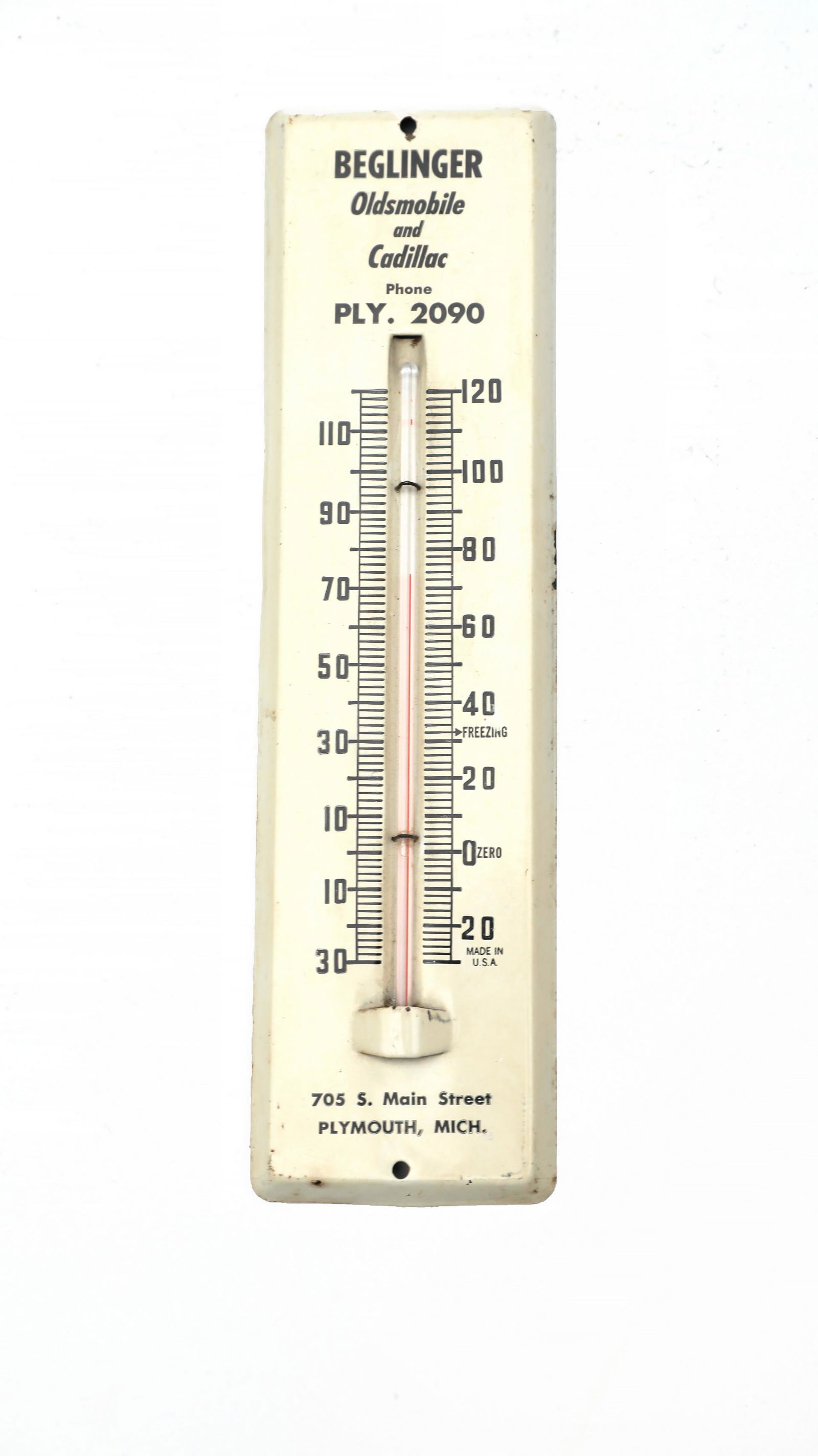 BEGLINGER Oldsmobile Cadillac Michigan Thermometer Sign (1 of 5)