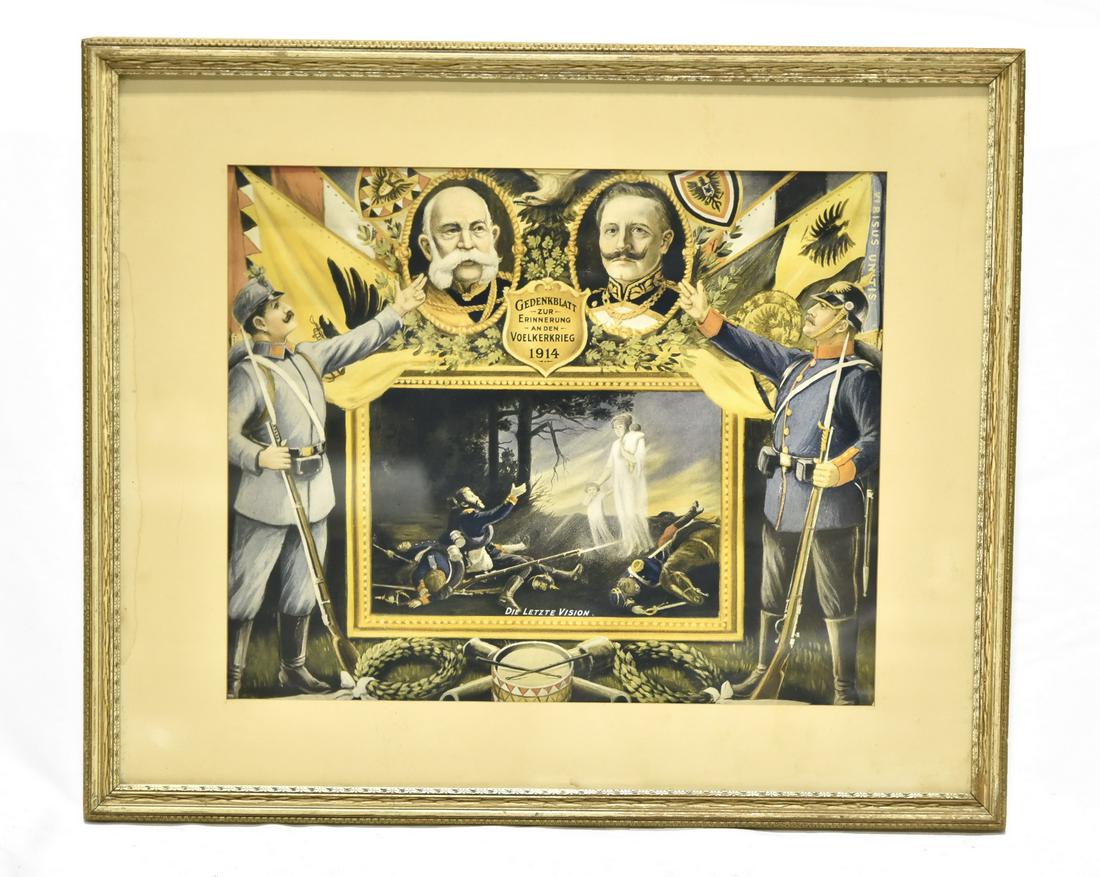 Original 1914 German WWI Gedenkblatt Voelkerkrieg (1 of 2)