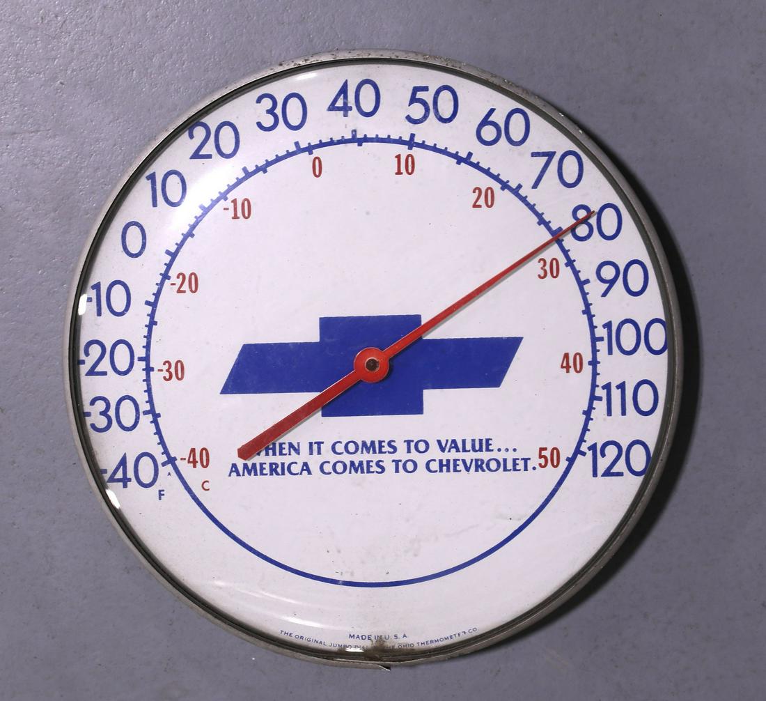 Chevrolet Bowtie Round Advertising Thermometer Sign (1 of 3)