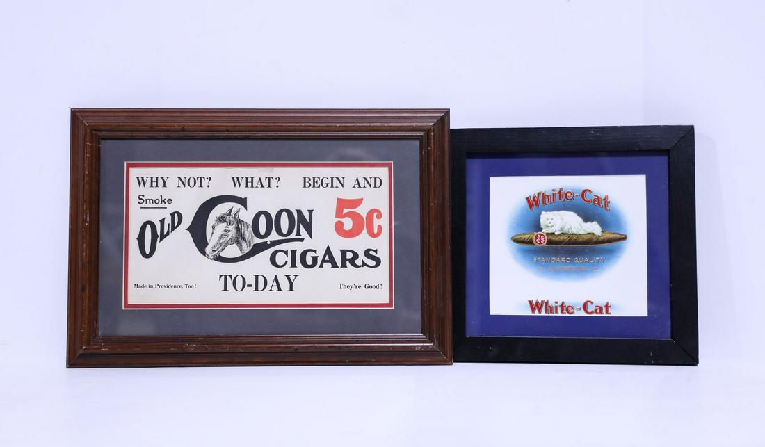 Two Vintage Framed Cigar Advertising Prints, 12" W x