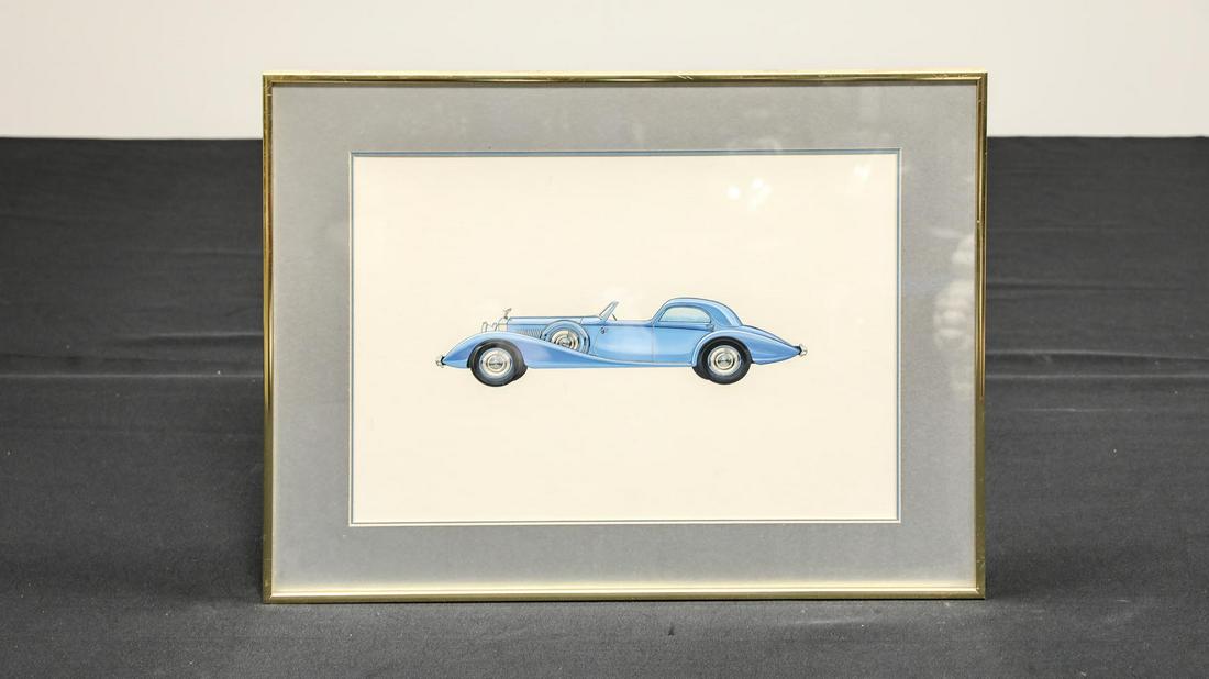 Fernandez & Darrin Sedanaca Deville by Bill Dobson: Fernandez & Darrin Sedanaca Deville by Bill Dobson - Offered Without Reserve - Considered one of the most prolific and talented automotive artists, Bill Dobson's work appeared in Road and Track Magazi