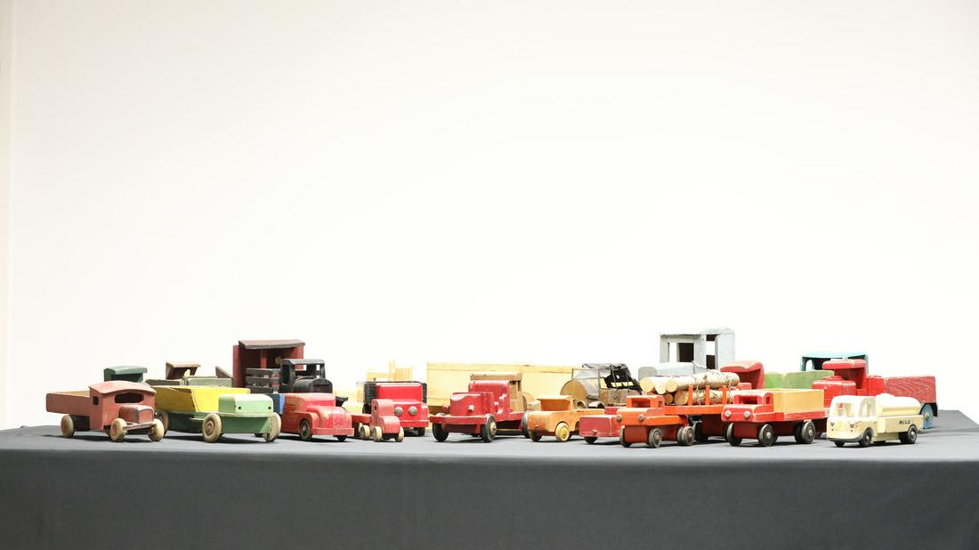 25-Piece Set of Wooden Folk Art Toy Dump Trucks and (1 of 20)