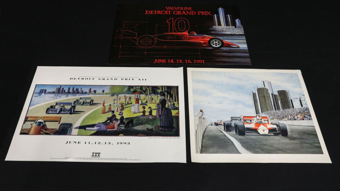 Set of 3 1990s Detroit Grand Prix Racing Posters: Set of 3 1990s Detroit Grand Prix Racing Posters - Offered Without ReserveAll posters are 3' W x 2' H