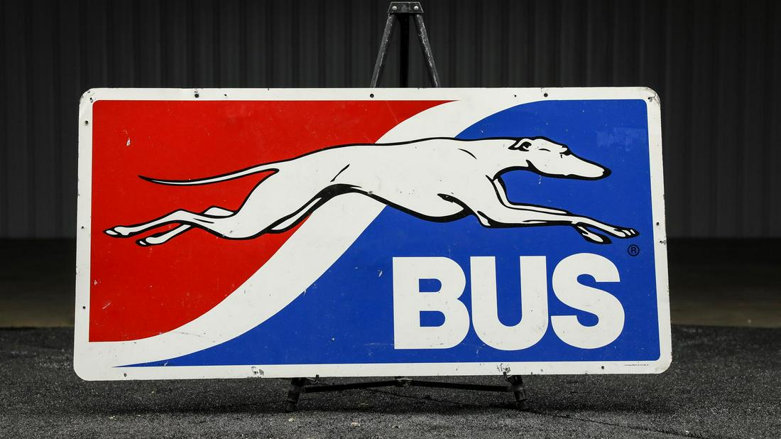 Greyhound Bus Double-Sided Metal Sign (1 of 2)