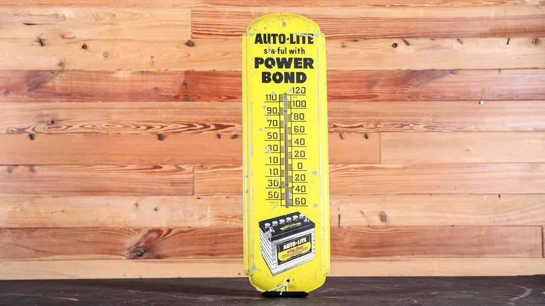 Auto-Lite Sta-Ful Battery Advertising Thermometer (1 of 2)