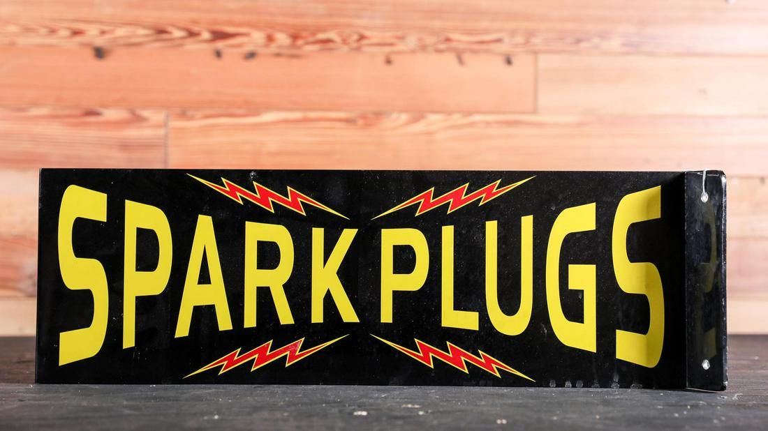 Spark Plugs Large Porcelain Triangle Sign