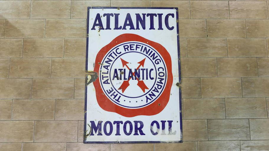 Atlantic Motor Oil SingleSided Porcelain Sign Nov 06, 2021