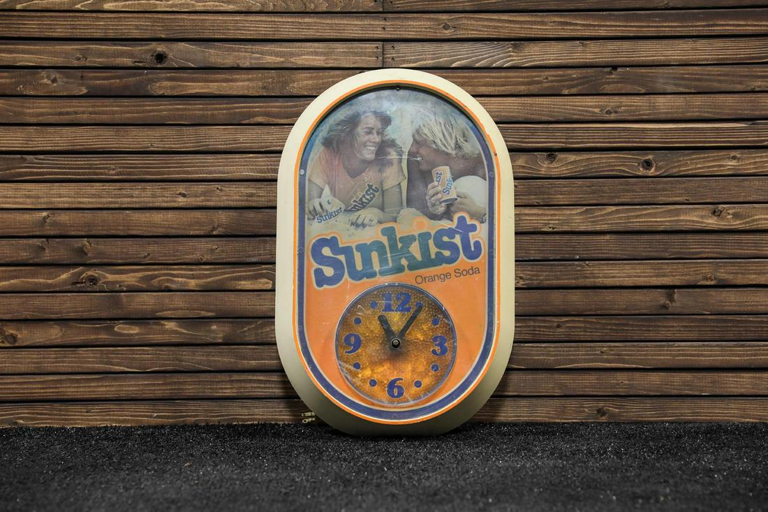 Circa 1970s Sunkist Orange Soda "Good Vibrations" Lighted Clock (1 of 2)