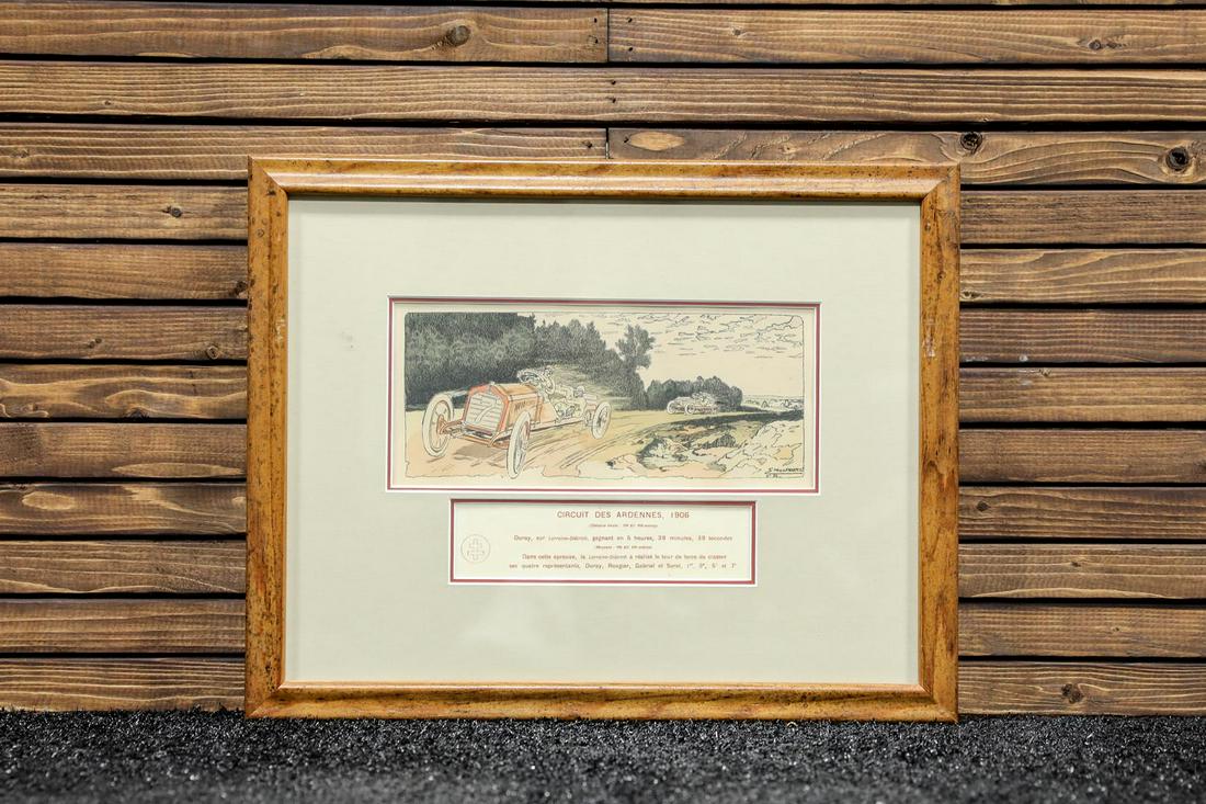 Circuit Des Ardennes - 1906 Lithograph by Ernst Montaut: Circuit Des Ardennes - 1906 Lithograph by Ernst Montaut - Offered Without Reserve ---- ITEM IS LOCATED IN AUBURN, IN ITEMS MUST BE PAID FOR AND REMOVED BY APRIL 28TH AT 3PM. ANY ITEMS LEFT AFTER APRIL