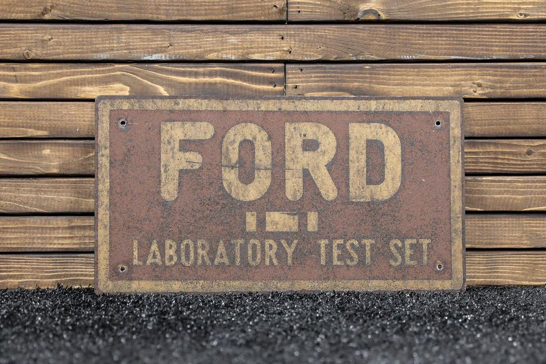Circa 1930s Ford Laboratory Test Set Sign (1 of 2)