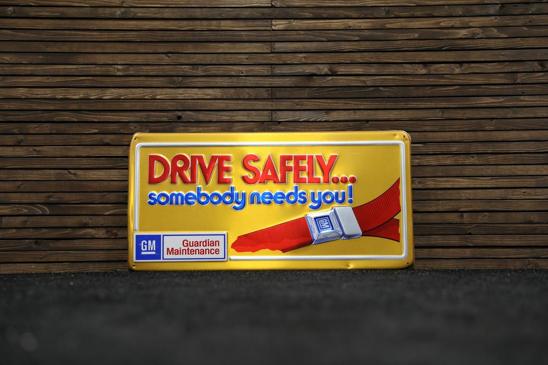 1970s GM "Guardian Maintenance" Embossed Tin Litho Sign (1 of 7)