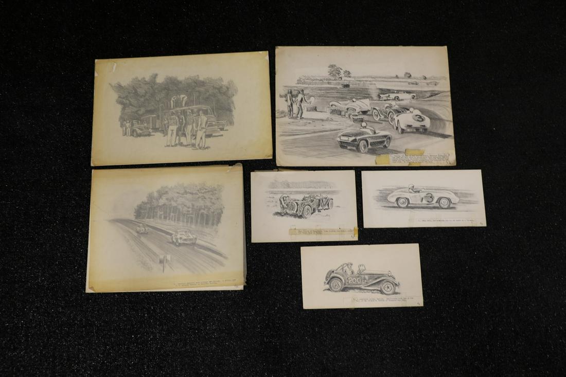 Six Original Racing Sketches 1955 SCCA Elkhart Lake: Six Original Racing Sketches 1955 SCCA Elkhart Lake ---- ITEM IS LOCATED IN AUBURN, IN ITEMS MUST BE PAID FOR AND REMOVED BY JUNE 23TH AT 3PM. ANY ITEMS LEFT AFTER JUNE 23TH WILL BE SHIPPED AT THE BUY
