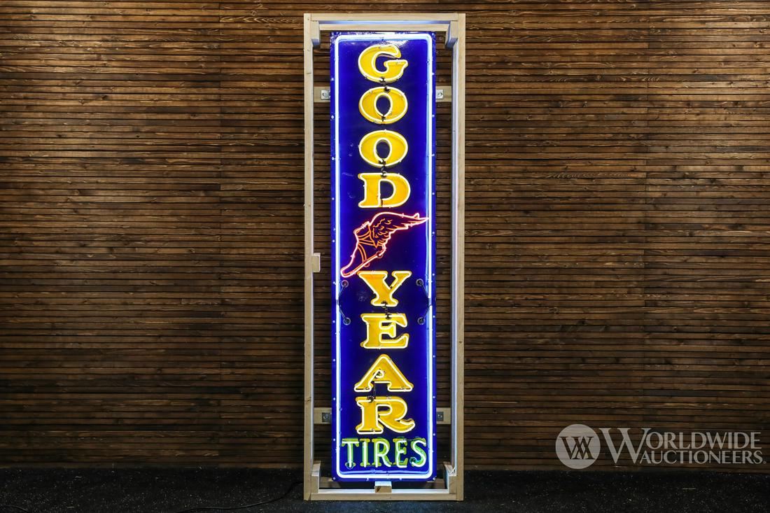 Goodyear Tires Vertical Single-Sided Porcelain Neon Sign (1 of 3)