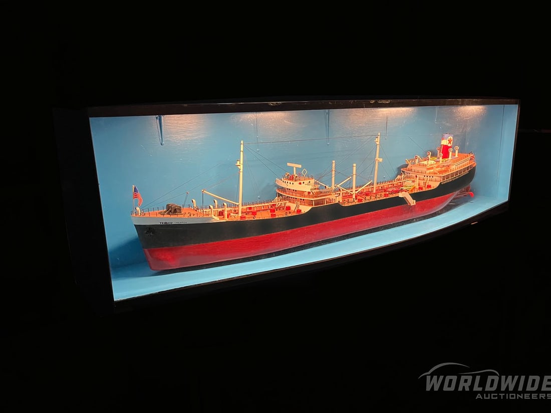 1940s Texaco Trenton Ship Model in Lighted Cabinet (1 of 7)