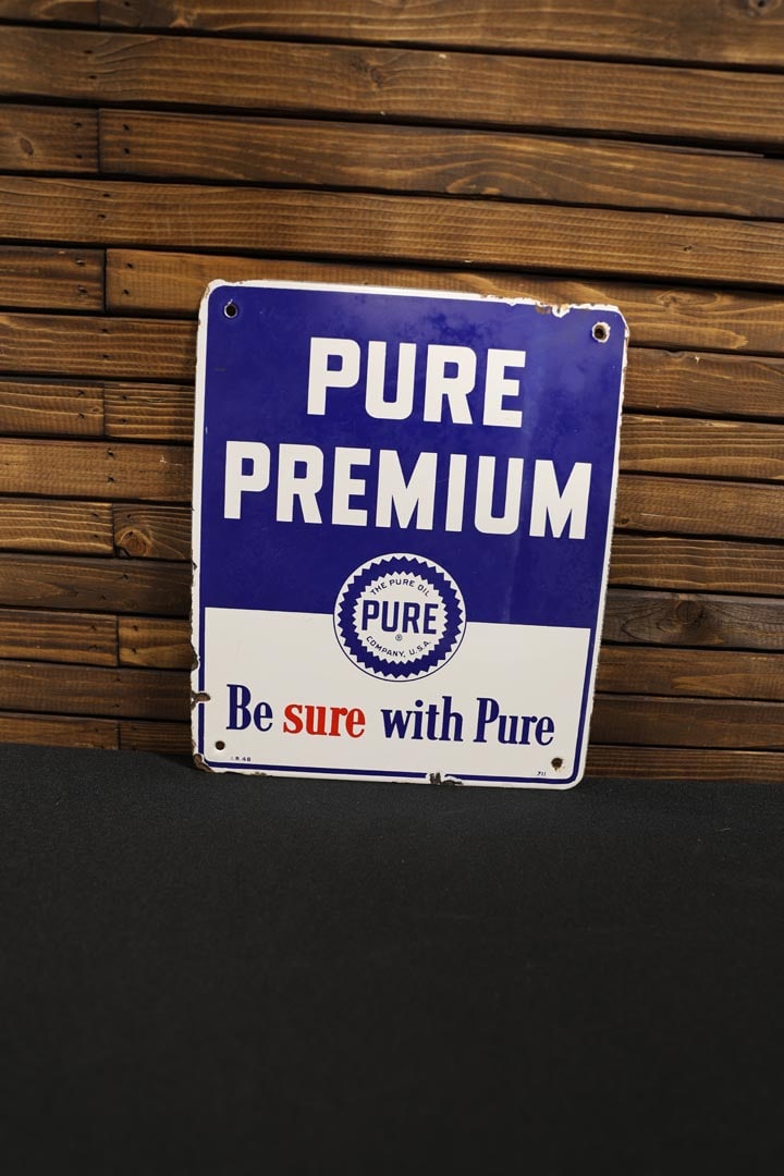 Pure Premium Gasoline Single-Sided Porcelain Pump Plate (1 of 1)