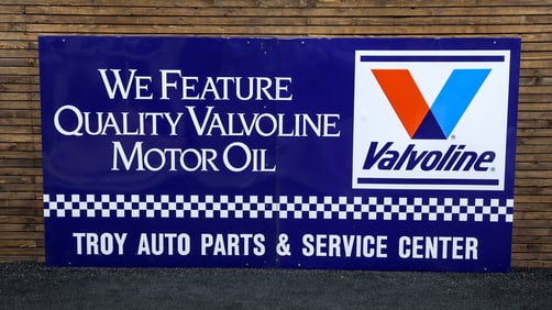Valvoline Oil Enamel on Large Tin Sign - NOS
