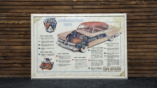 1953 Ford Passenger Car Lubrication Poster - Framed