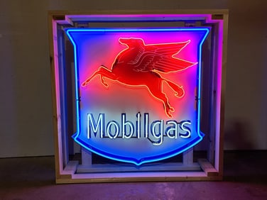 Custom Mobilgas Shield Animated Tin Neon Sign