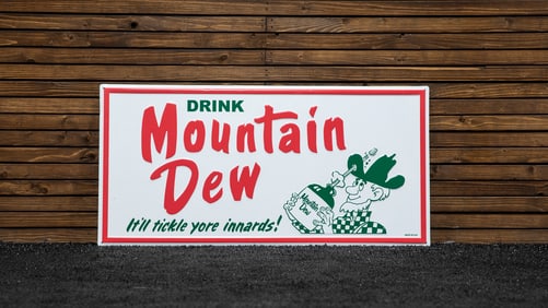 Mountain Dew Embossed Tin Sign - NOS