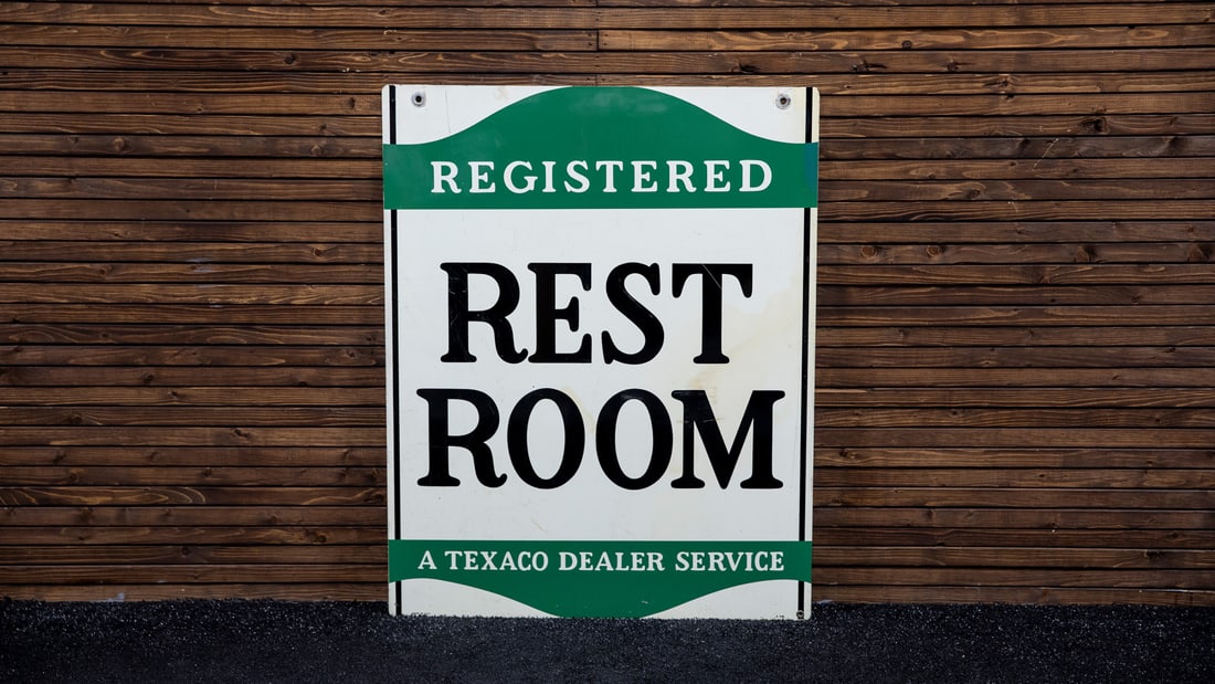 Texaco Registered Restroom Double-Sided Enamel Sign (1 of 2)
